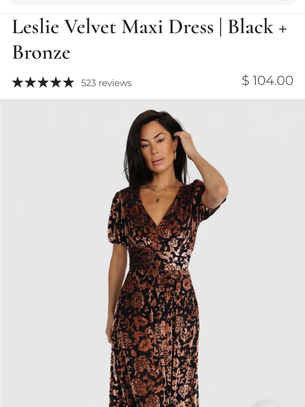 Baltic Born Leslie Velvet Maxi Dress. Bronze and Black NWT size 1XL